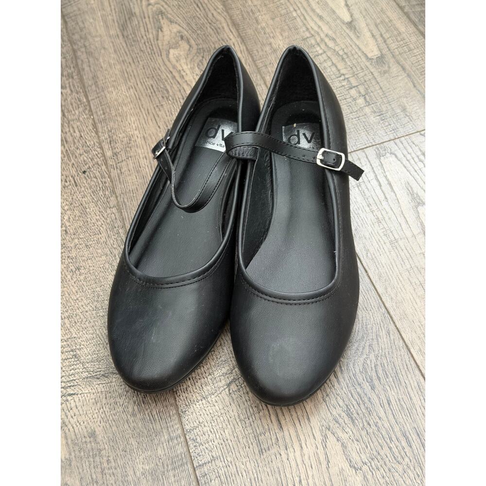 DV Dolce Vita Dollie Ballet Flat Size 7.5 Black Lather Round Toe Mary Jane Shoes - Picture 2 of 8